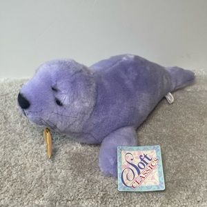 Soft Classics Toys R Us 1995 Purple Seal Plush Stuffed Animal 18" Geoffrey VTG